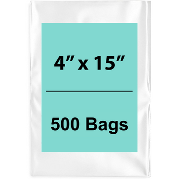 4X15 inches Clear Flat Poly Bags 2Mil Open Top (LDPE)
